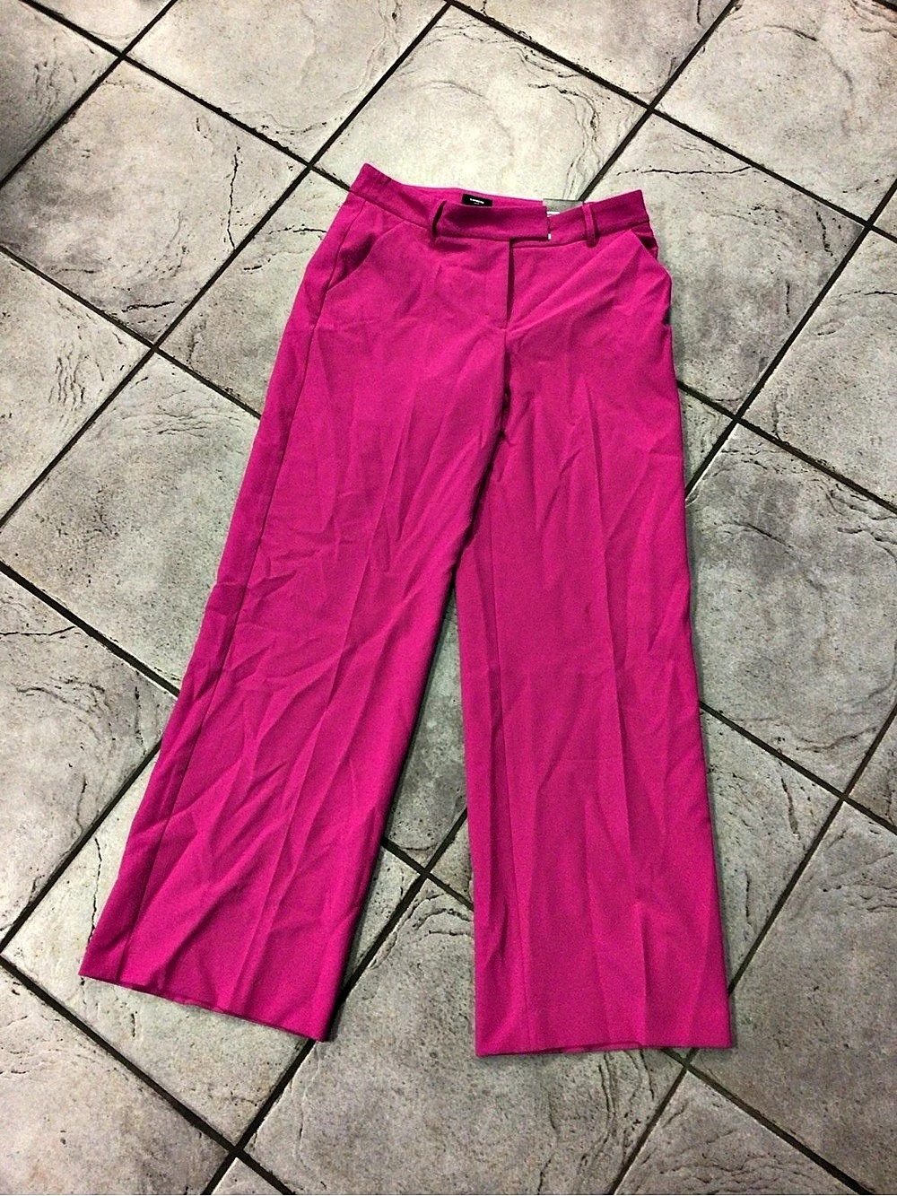 Express Editor Relaxed Trouser Mid Rise Wide Leg Pink